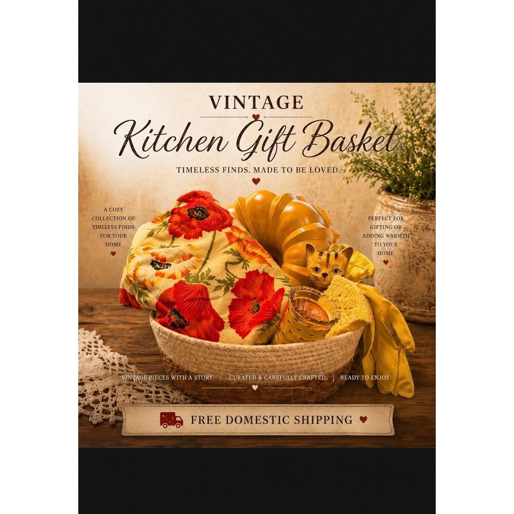 The Golden Kitchen Basket – Curated Vintage Cottagecore Housewarming Gift